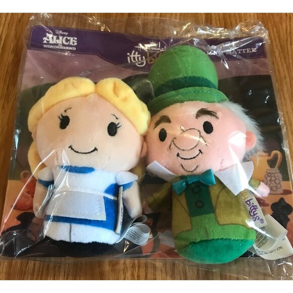 Disney Alice In Wonderland Hallmark Itty Bittys Alice & Mad Hatter Plush Set - Picture 1 of 6